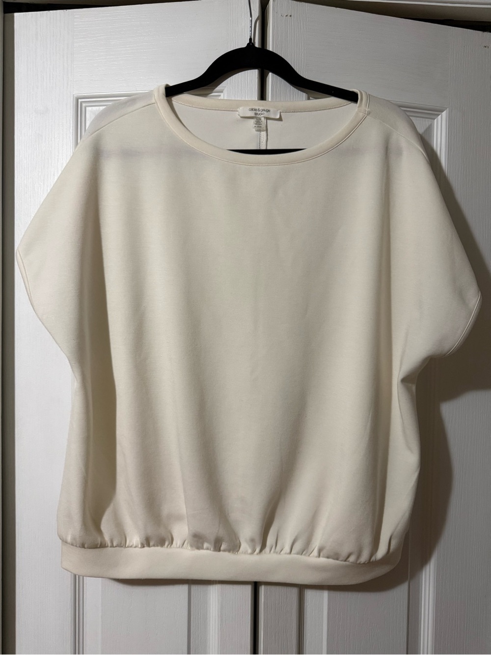 Cable & Gauge Cream Short Sleeve Pullover Top - L